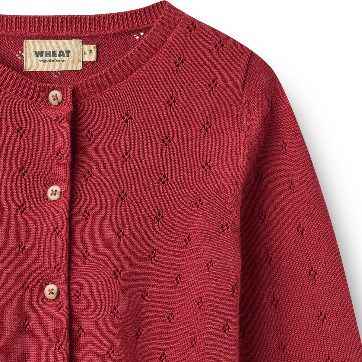 Wheat Red Cherry Strikk Cardigan Maia