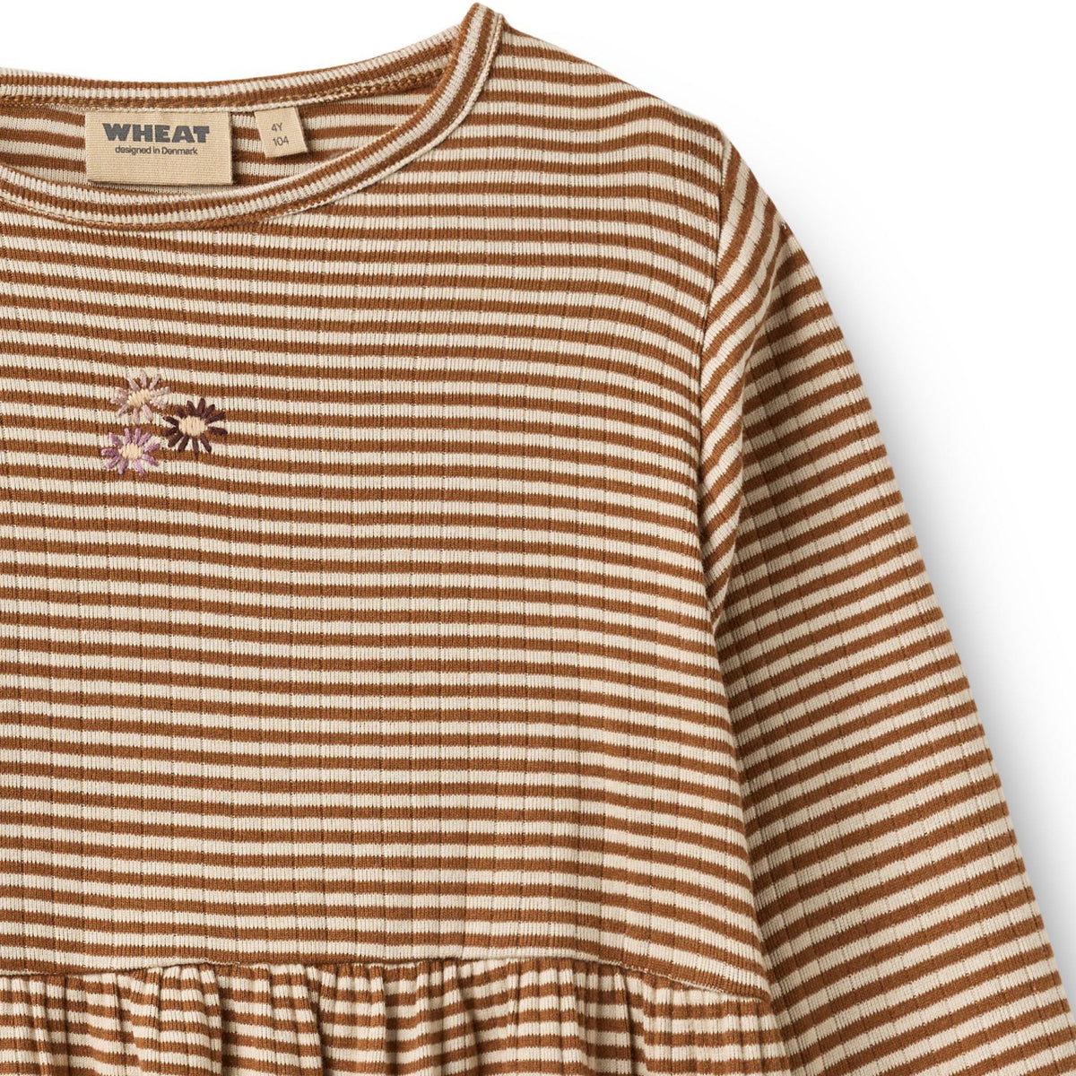 Wheat Warm Hazel Stripe Jersey Kjole L/S Embroidery Sessa