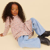 Wheat Grey Cloud Flowers Jersey Kjole L/S Emmy
