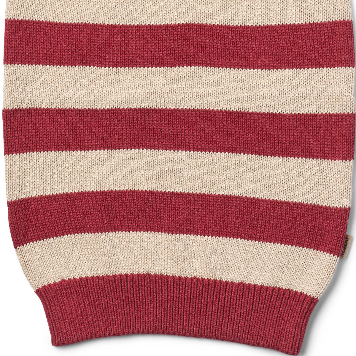 Wheat Red Christmas Stripe Strikket Christmas Lue