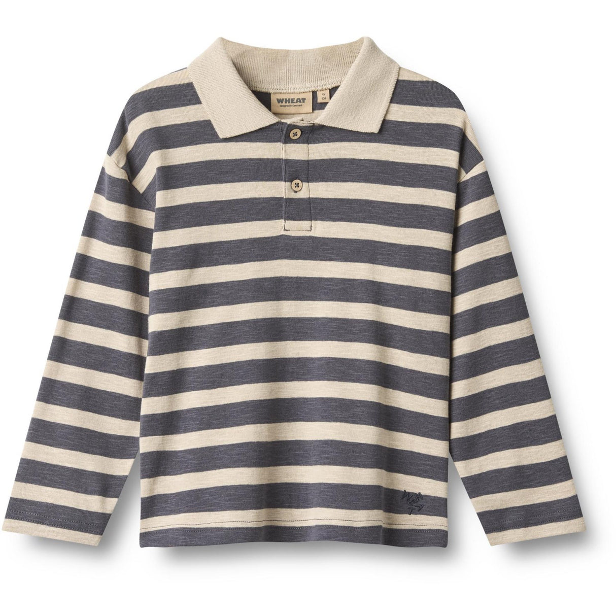 Wheat Greyblue Stripe Polo Skjorte L/S Fred