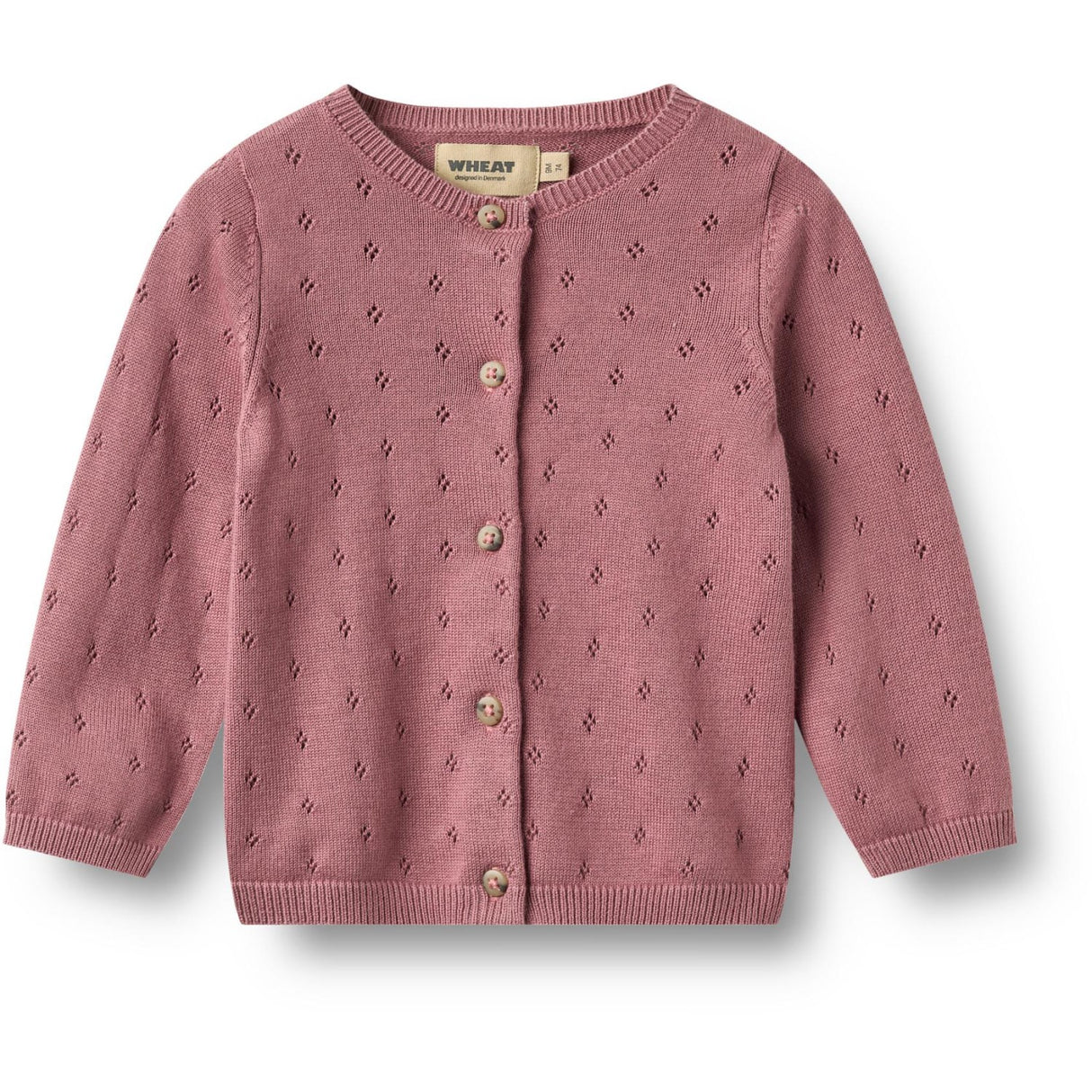 Wheat Warm Lilac Strikk Cardigan Maia