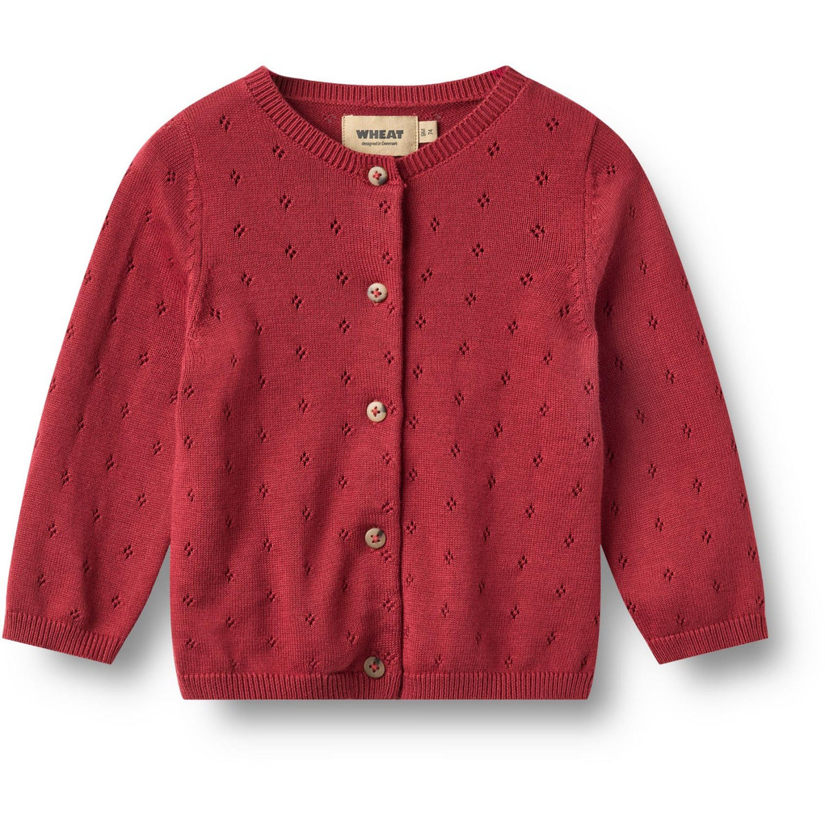 Wheat Red Cherry Strikk Cardigan Maia
