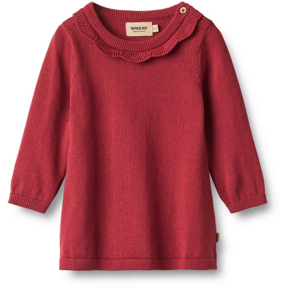 Wheat Red Cherry Strikk Kjole L/S Nannie