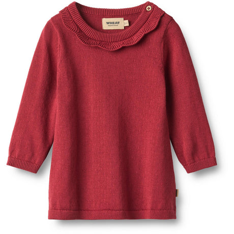 Wheat Red Cherry Strikk Kjole L/S Nannie