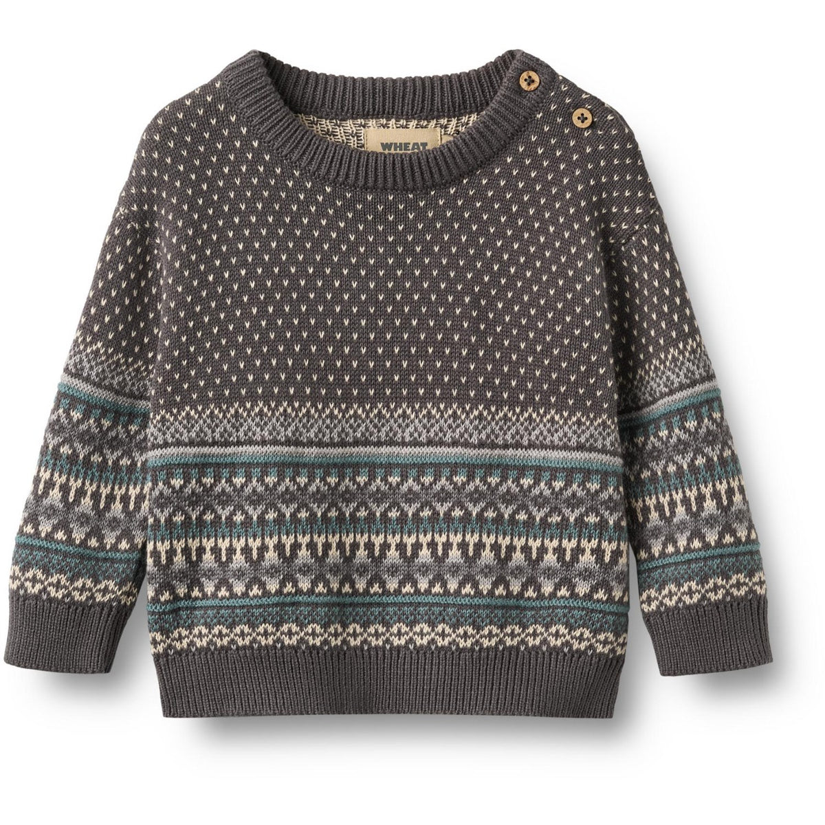 Wheat Dark Charcoal Jacquard Pullover Julius