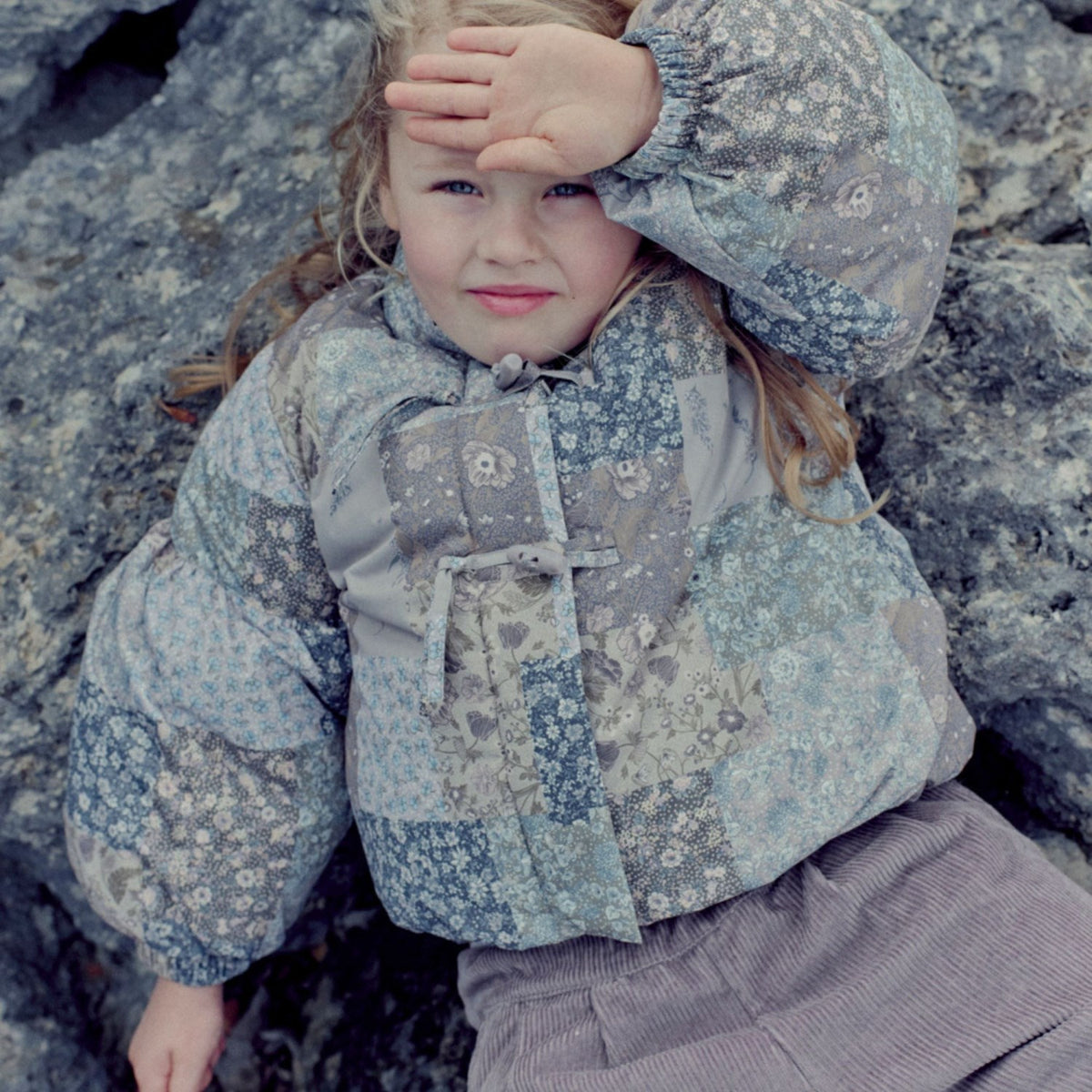 Wheat Patchwork Flowers Puffer Jakke Zallie