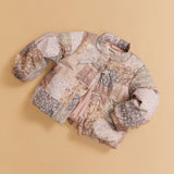 Wheat Patchwork Flowers Puffer Jakke Zallie