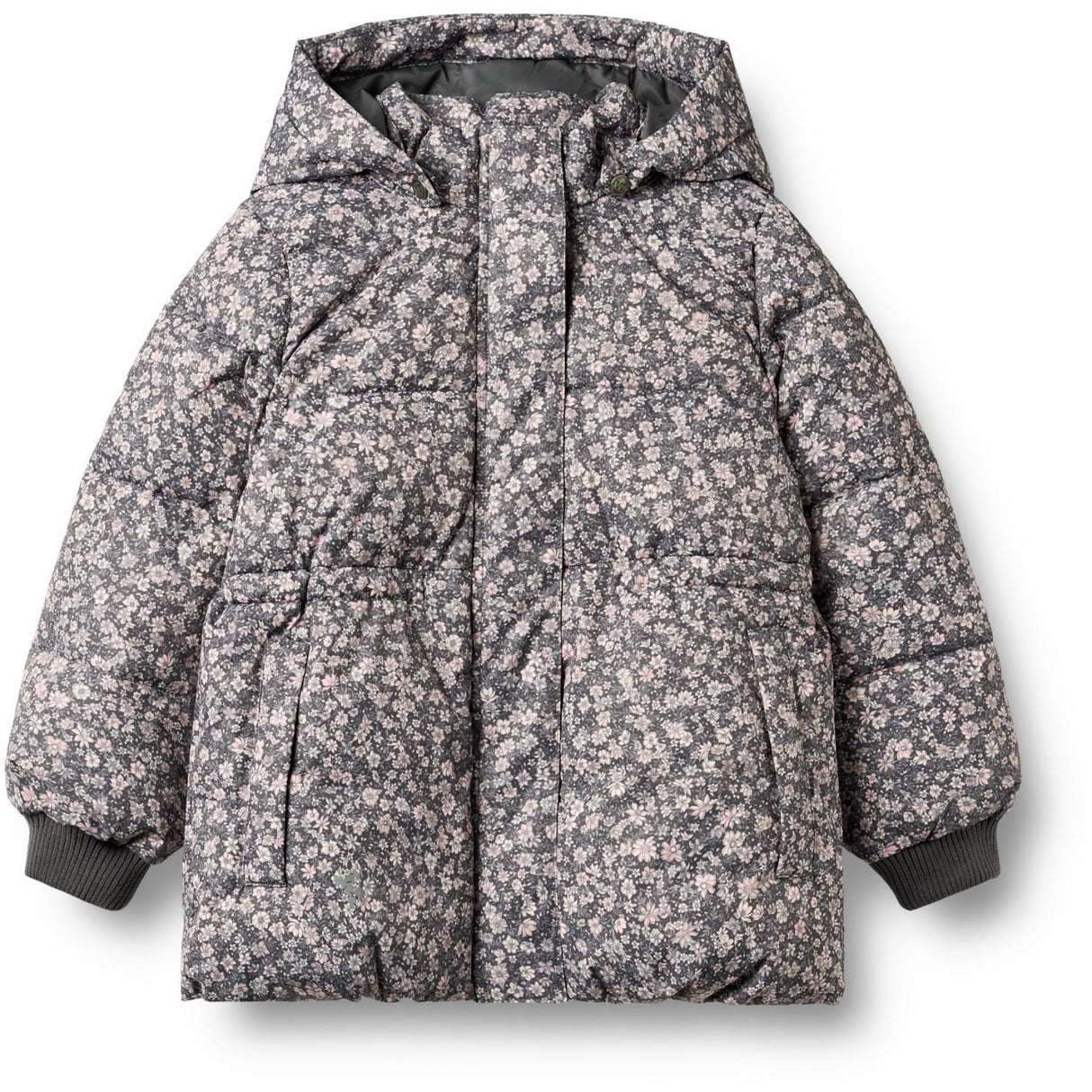 Wheat Dark Charcoal Flowers Puffer Jakke Eli