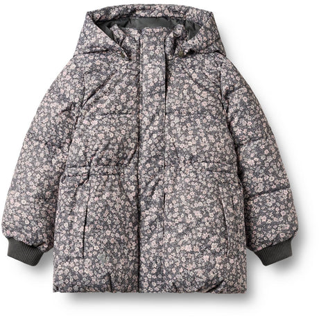 Wheat Dark Charcoal Flowers Puffer Jakke Eli