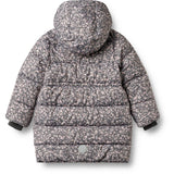 Wheat Dark Charcoal Flowers Puffer Frakk Yrsa