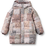 Wheat Patchwork Flowers Puffer Frakk Yrsa