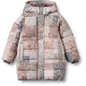 Wheat Patchwork Flowers Puffer Frakk Yrsa