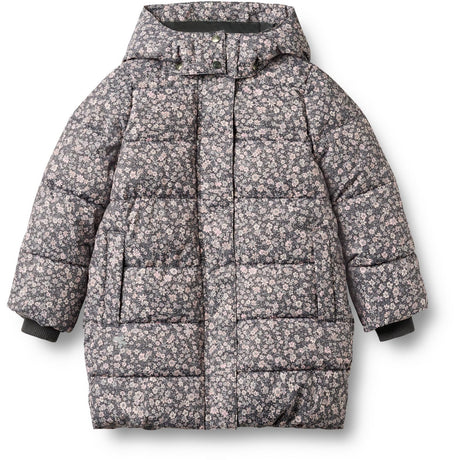 Wheat Dark Charcoal Flowers Puffer Frakk Yrsa