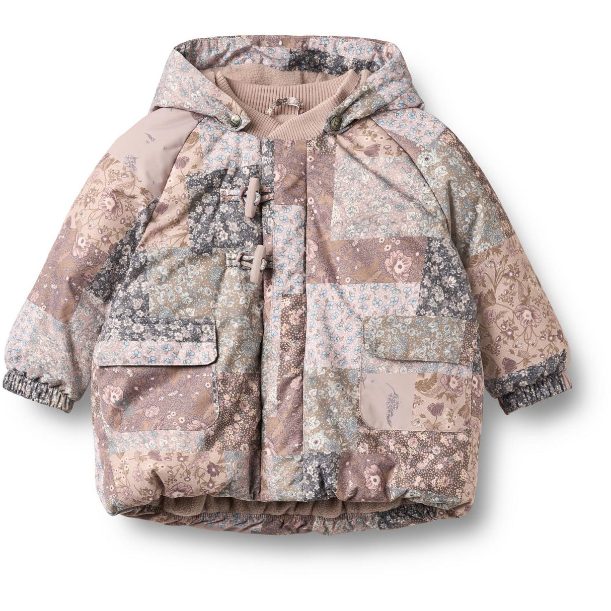 Wheat Patchwork Flowers Puffer Jakke Billo