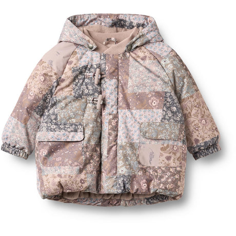 Wheat Patchwork Flowers Puffer Jakke Billo
