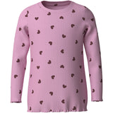 Name It Full Blooming Pink Heart Nmfvemma Glitter Ls Slim Topp