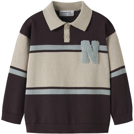 Name It Chocolate Plum With N Nmmral Ls Strikk Polo