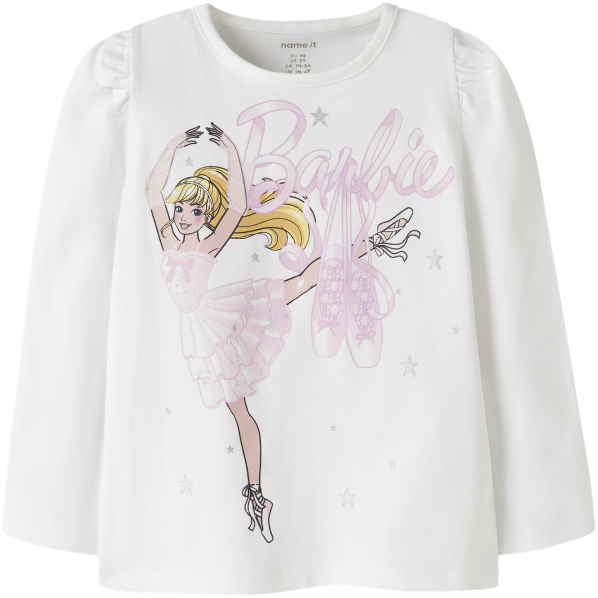 Name It Bright White Nmfordi Barbie Ls Topp Eske Mat
