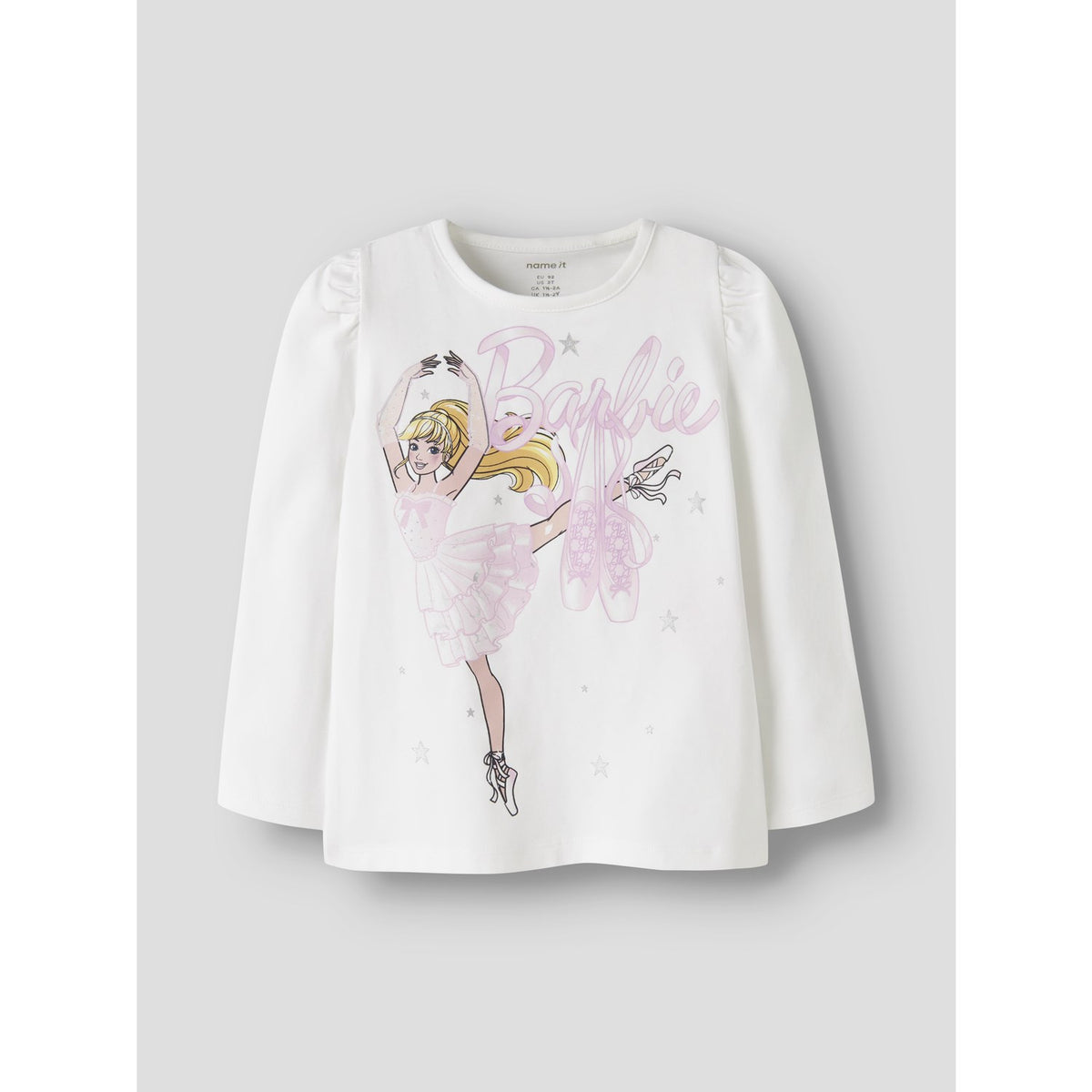 Name It Bright White Nmfordi Barbie Ls Topp Eske Mat