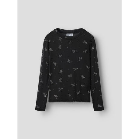 Name It Black Bow Nkfrestin Ls Mesh Slim Topp