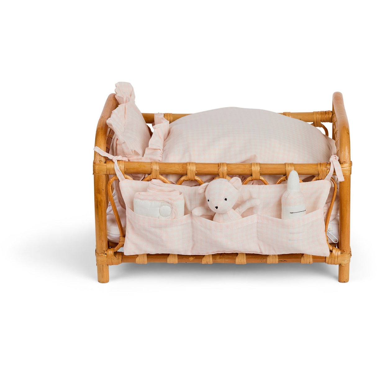 Smallstuff Delicate Rose Gingham Oppbevaring Med Accessories Til Dukkeseng