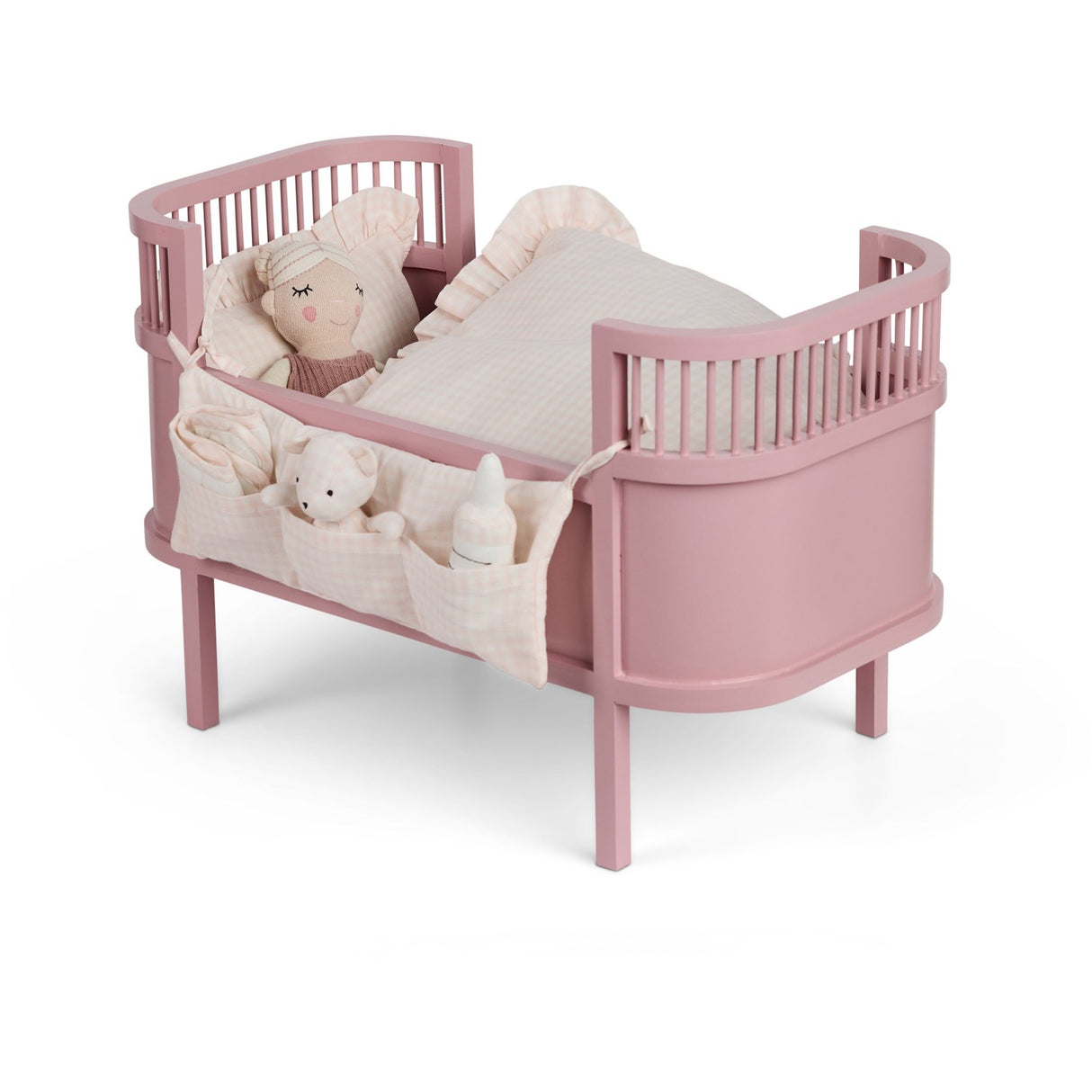 Smallstuff Delicate Rose Gingham Oppbevaring Med Accessories Til Dukkeseng
