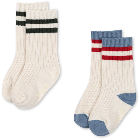 Konges Sløjd Pearl Blue 2 Pakke Rib Strømper
