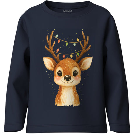 Name It Navy Blazer Reindeer Lights Nmfvosmas Ls Nreg Topp