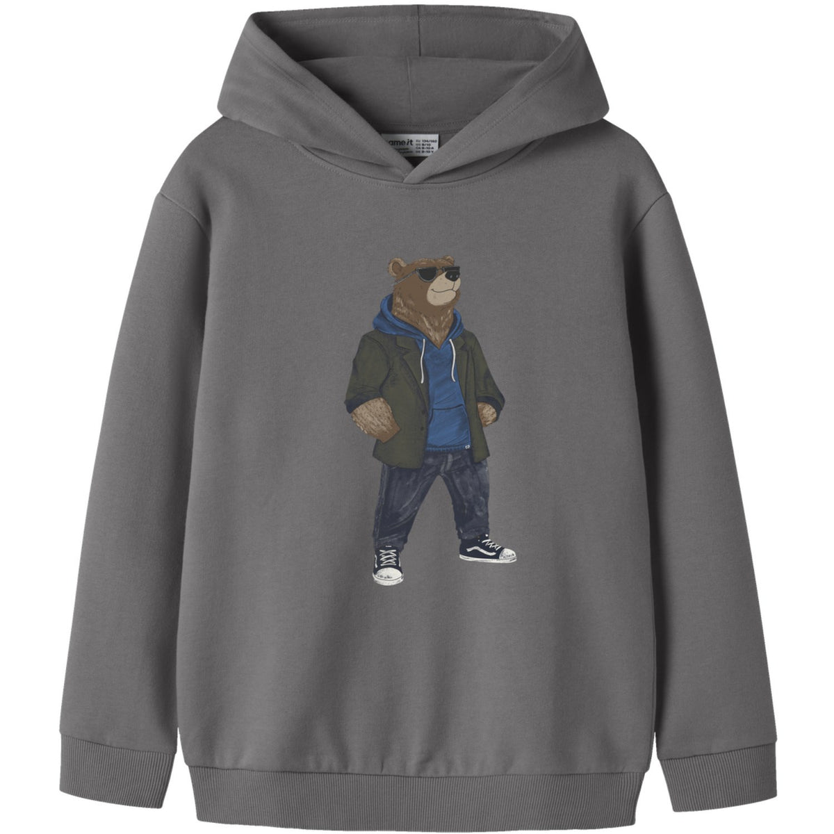 Name It Charcoal Gray Nkmruz Ls Nreg Sweat Wh Bru Eske