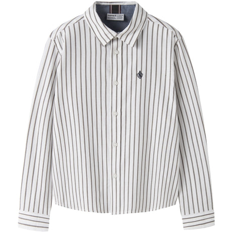 Name It Bright White Nkmralum Ls Nreg Stripe Skjorte Box