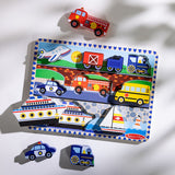 Melissa & Doug Multifarvet Puslespill - Chunky Brikker - Køretøjer