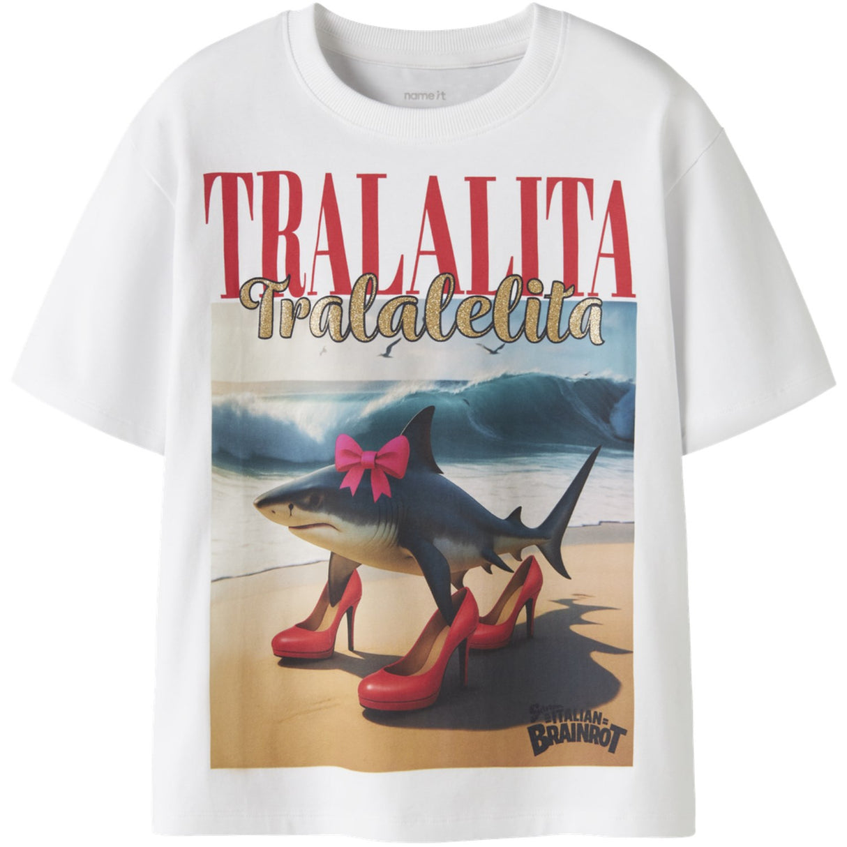 Name It Bright White Nkfadessa Brainr Ss Nreg Topp Lnoos Vde