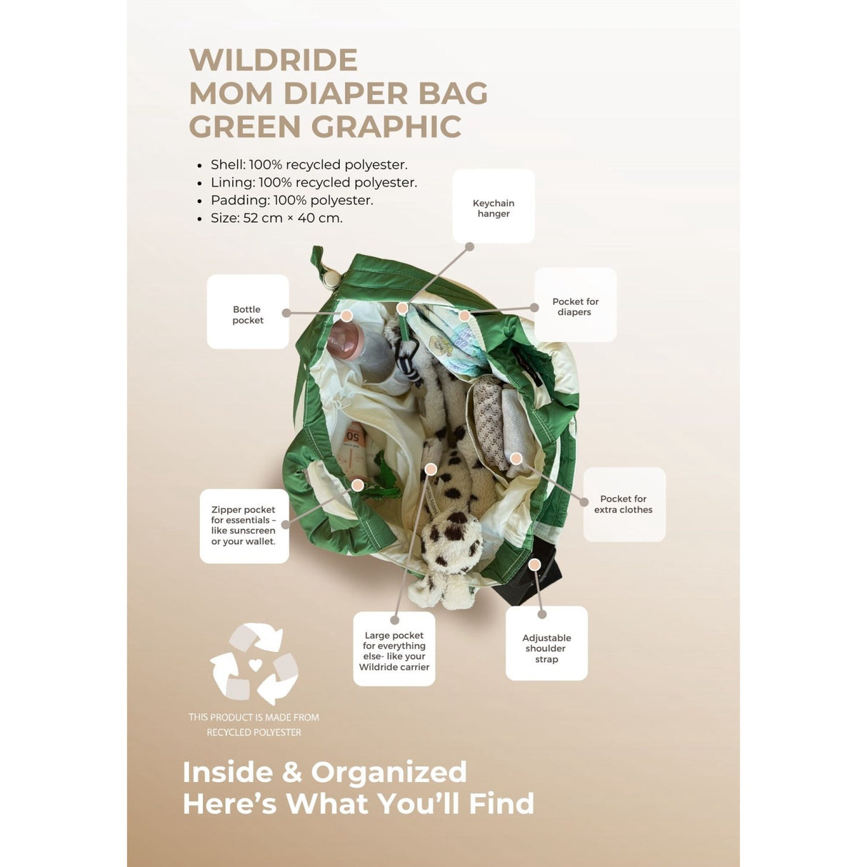 Wildride Diaper Veske Green Graphic