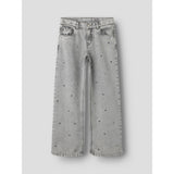 Name It Light Grey Denim Nkfrose Wide Heart Studs Jeans 2021-Za D