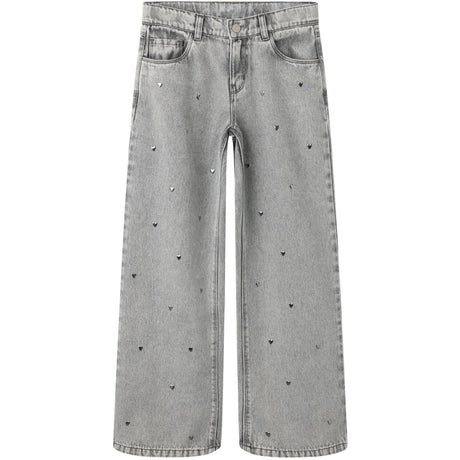 Name It Light Grey Denim Nkfrose Wide Heart Studs Jeans 2021-Za D