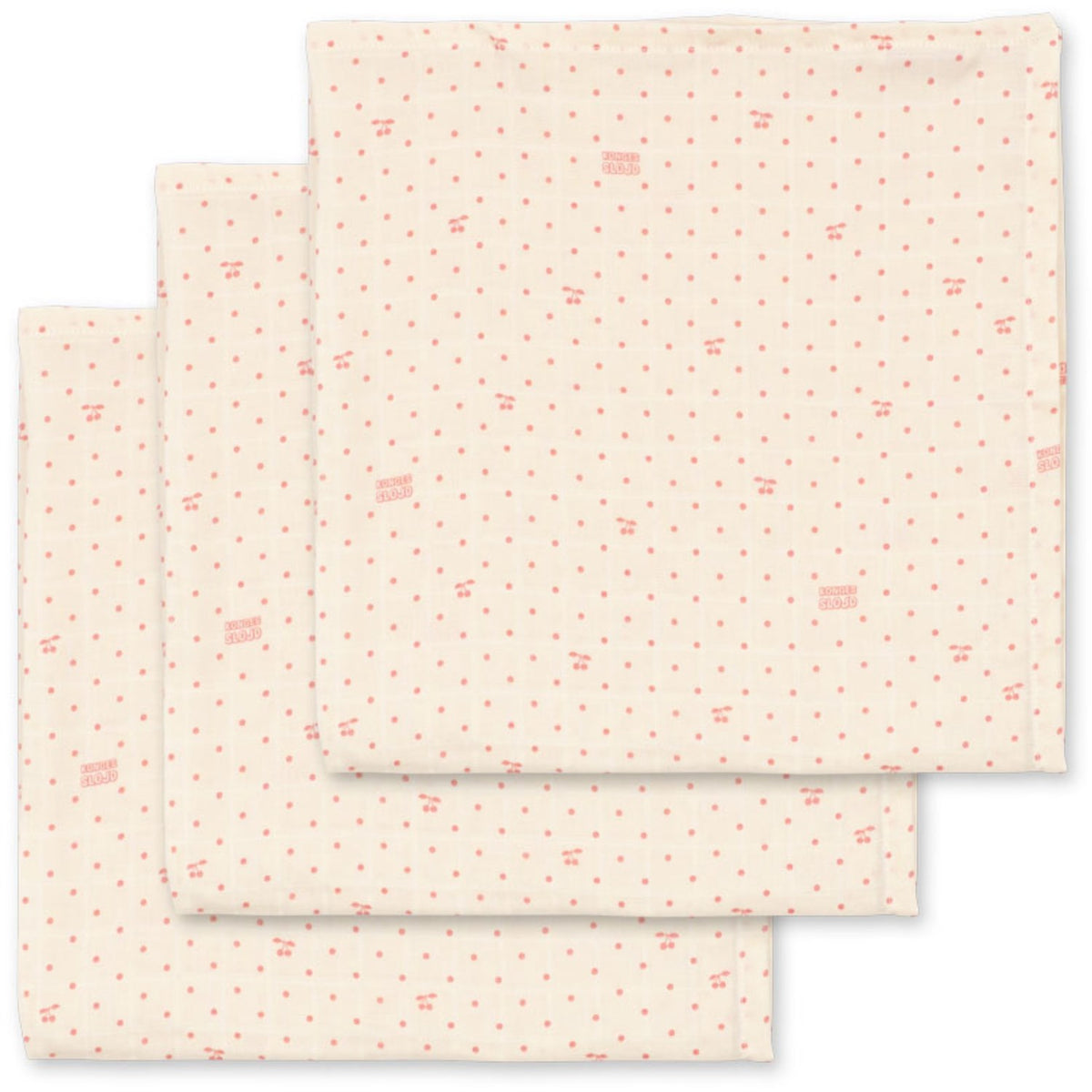 Konges Sløjd Cherry Dot 3 Pakke Muslin Cloth Gots