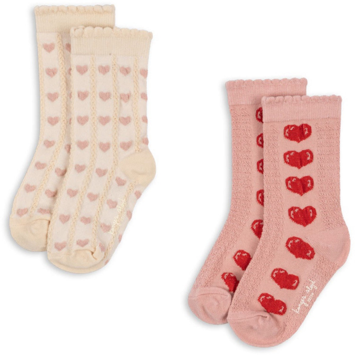 Konges Sløjd Heart Mix 2 Pakke Heart Jaquard Strømper