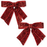Konges Sløjd Red Glitter 2 Pakke Fløyel Dobbel Bue Hair Clips