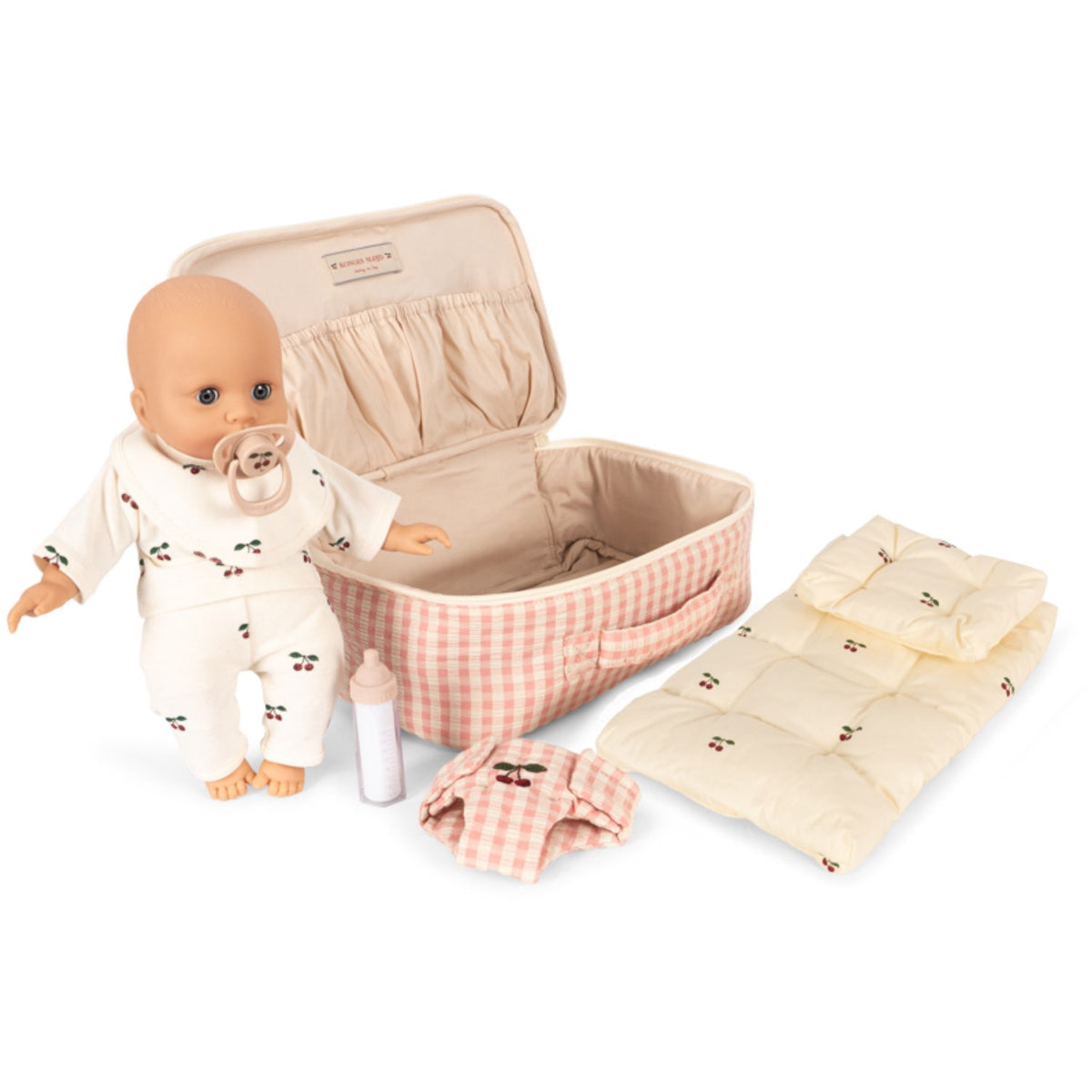 Konges Sløjd Pink Check Baby Dukke Nursery Koffert