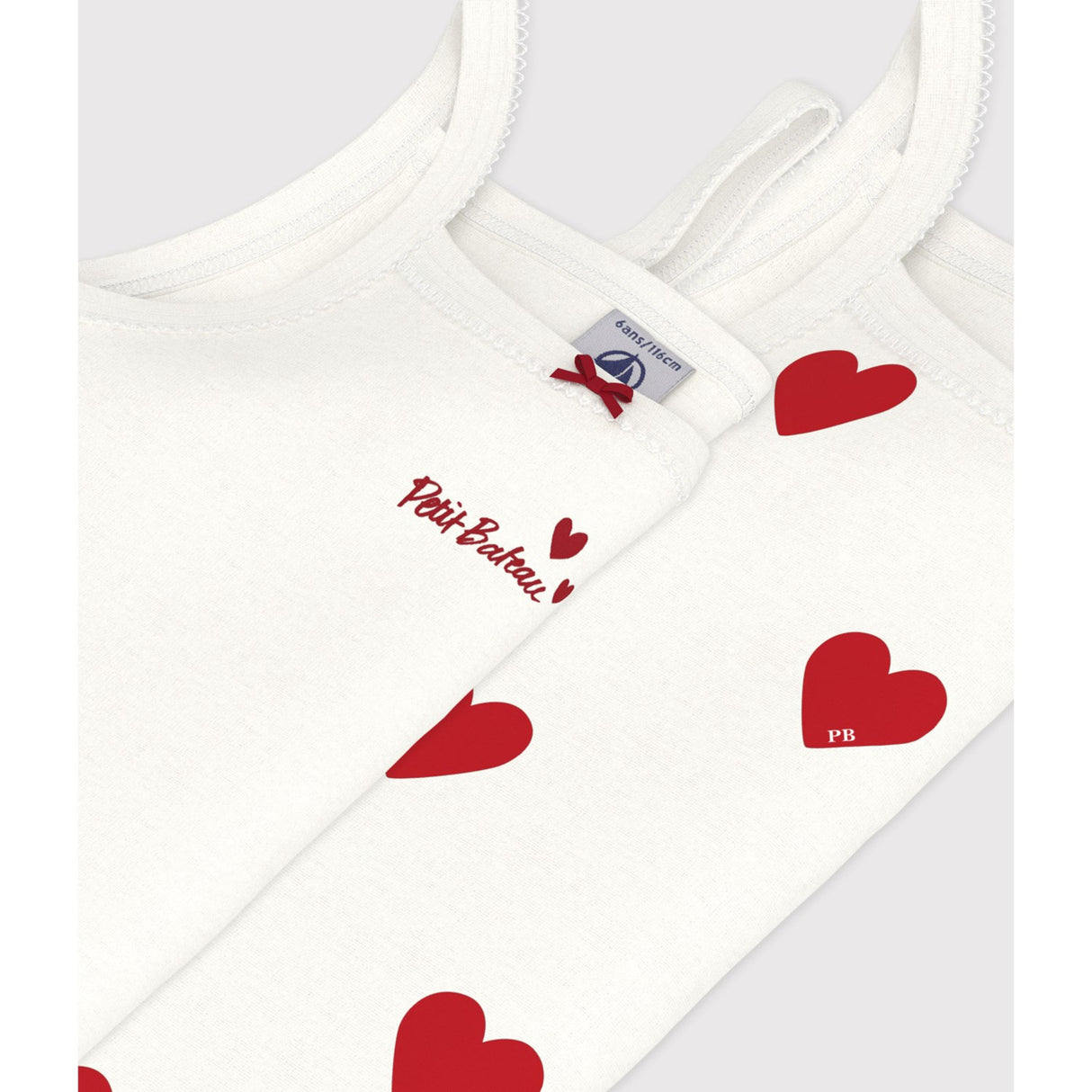 Petit Bateau Hearts Chemise Topp 2-pakning