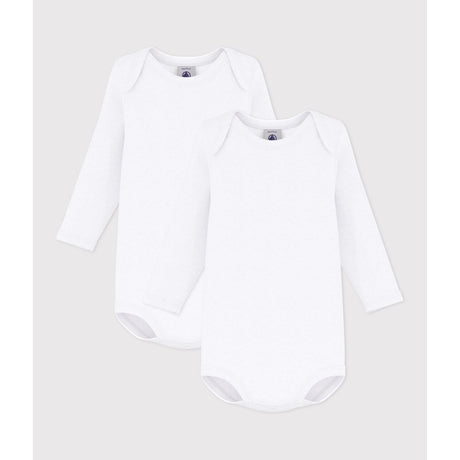 Petit Bateau White Long Sleeve Bodysuit 2-Pack