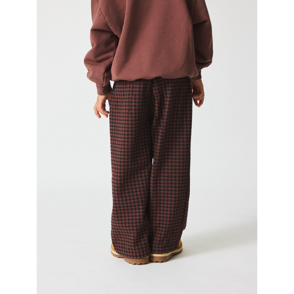 brunobruno nation Marron Plum Check Francis Seersucker Bukser