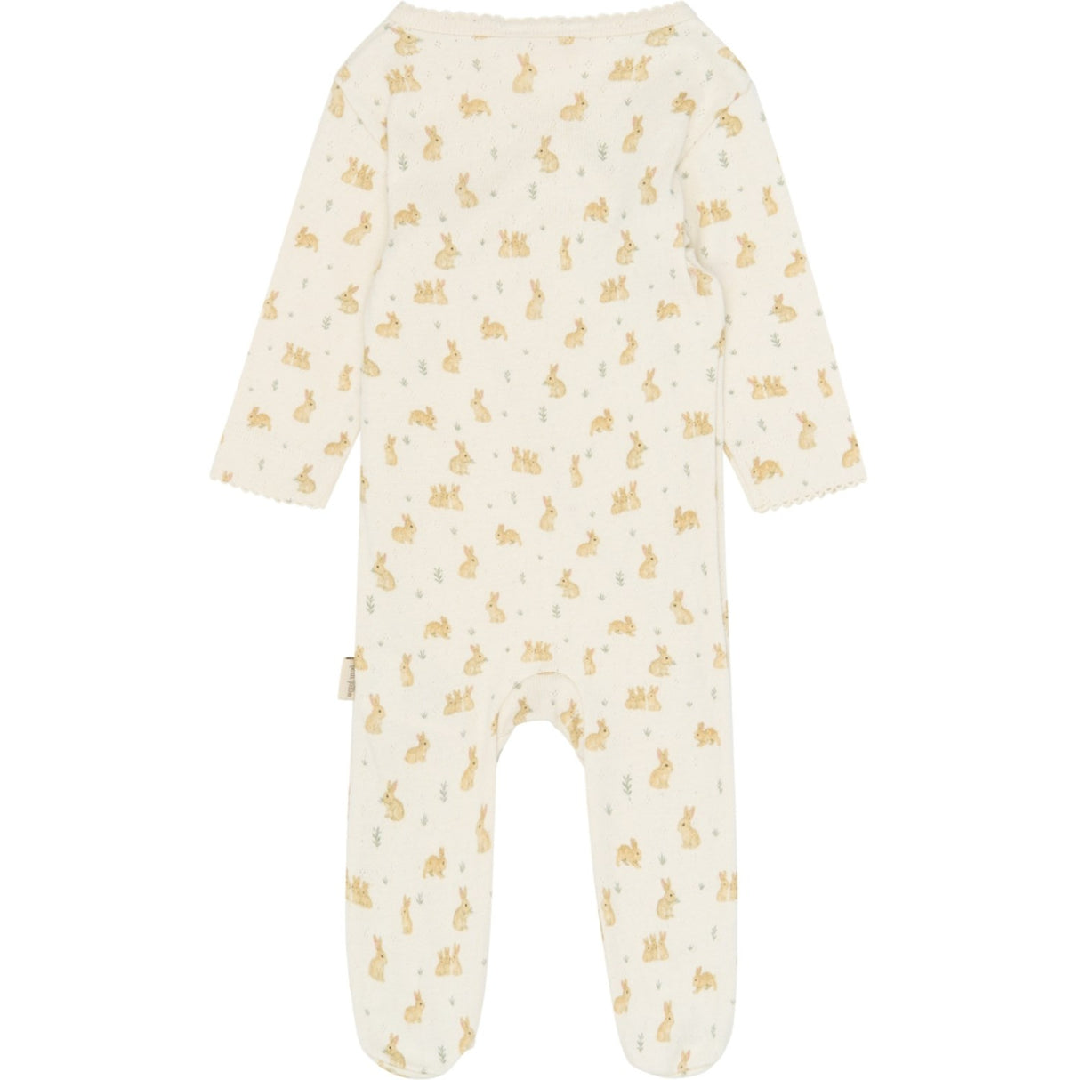 Petit Piao Eggnog Rabbit Aop Ppdio L_S Buksedrakt Fold Feet Pointelle Nb
