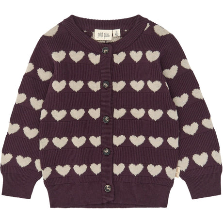 Petit Piao Huckleberry Heart Aop Ppelia Strikk Cardigan