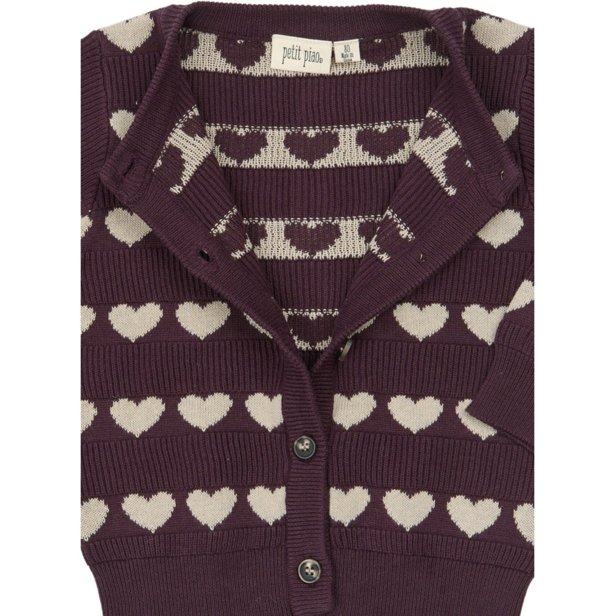 Petit Piao Huckleberry Heart Aop Ppelia Strikk Cardigan