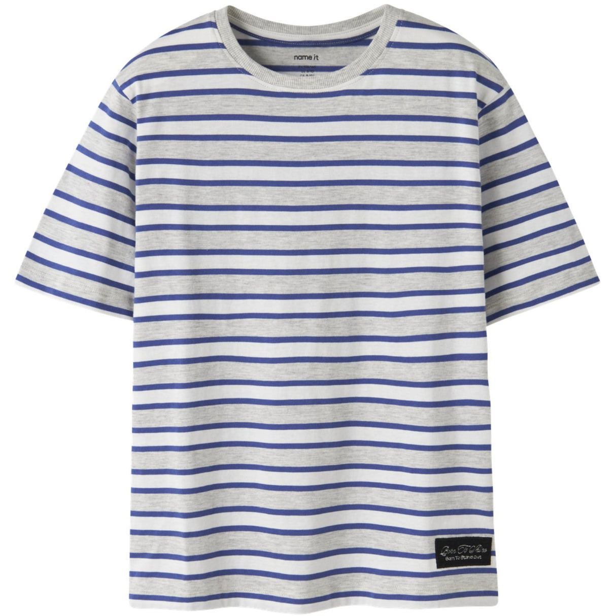 Name It Light Grey Melange Deep Ultramarine Nkmkristian Ss Nreg Topp Pb