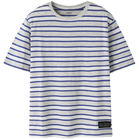 Name It Light Grey Melange Deep Ultramarine Nkmkristian Ss Nreg Topp Pb