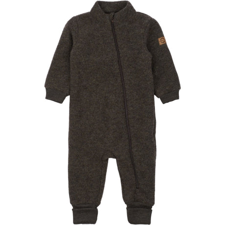 Mikk-Line Dark Brown Melange Ull Drakt Med Rib