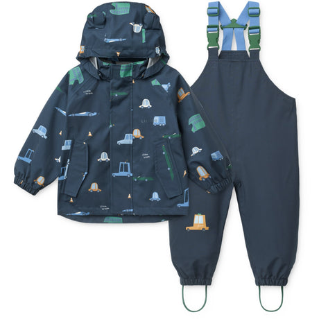 LIEWOOD Cars / Classic Navy Manu Regntøy Sett